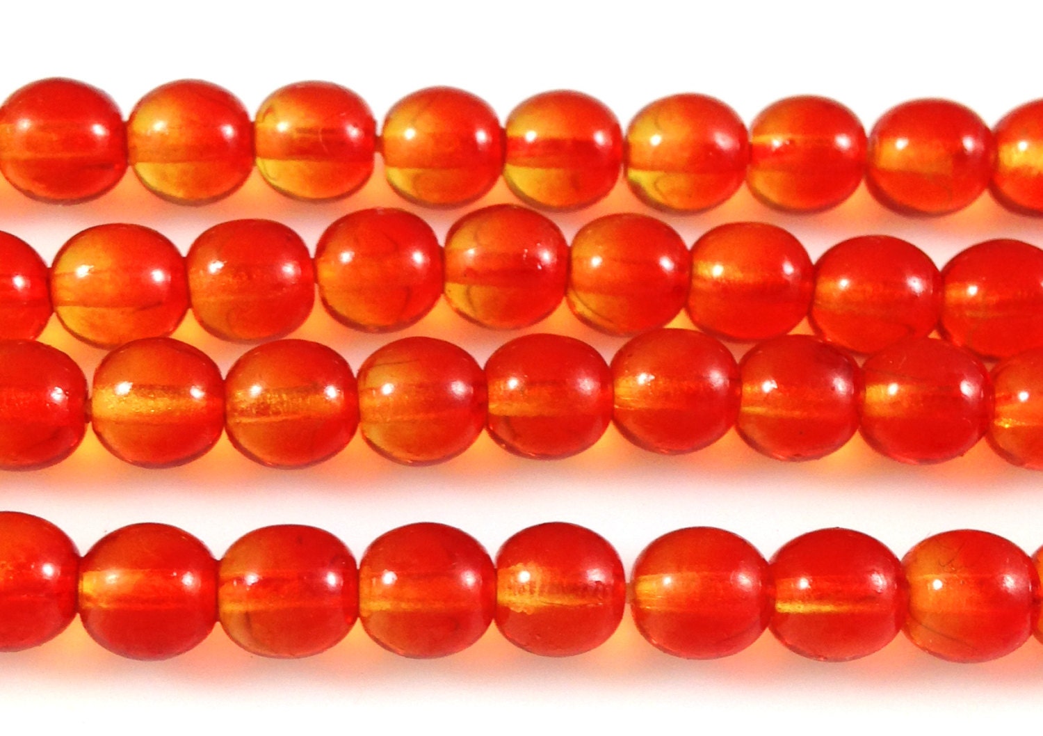 SALE! 50 Fire Orange Round Glass Beads 6mm from BeadstoBlooms on Etsy