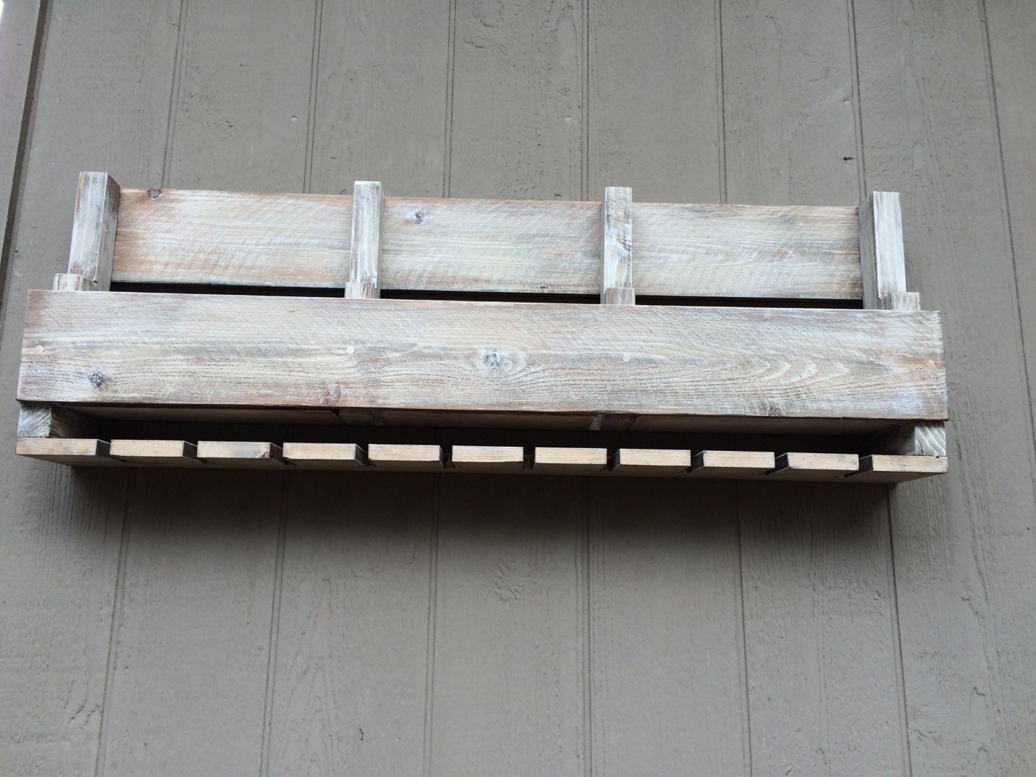 Pallet Art Distressed White Wine Rack with Storage