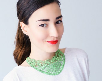 30% Inspiration Green Necklace Venise Lace Necklace Lace Jewelry Bib Necklace Statement Necklace Body Jewelry Gift/ UDINE
