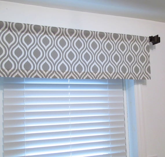 Items similar to Raindrops Gray White Curtain Valance Soft Cornice ...