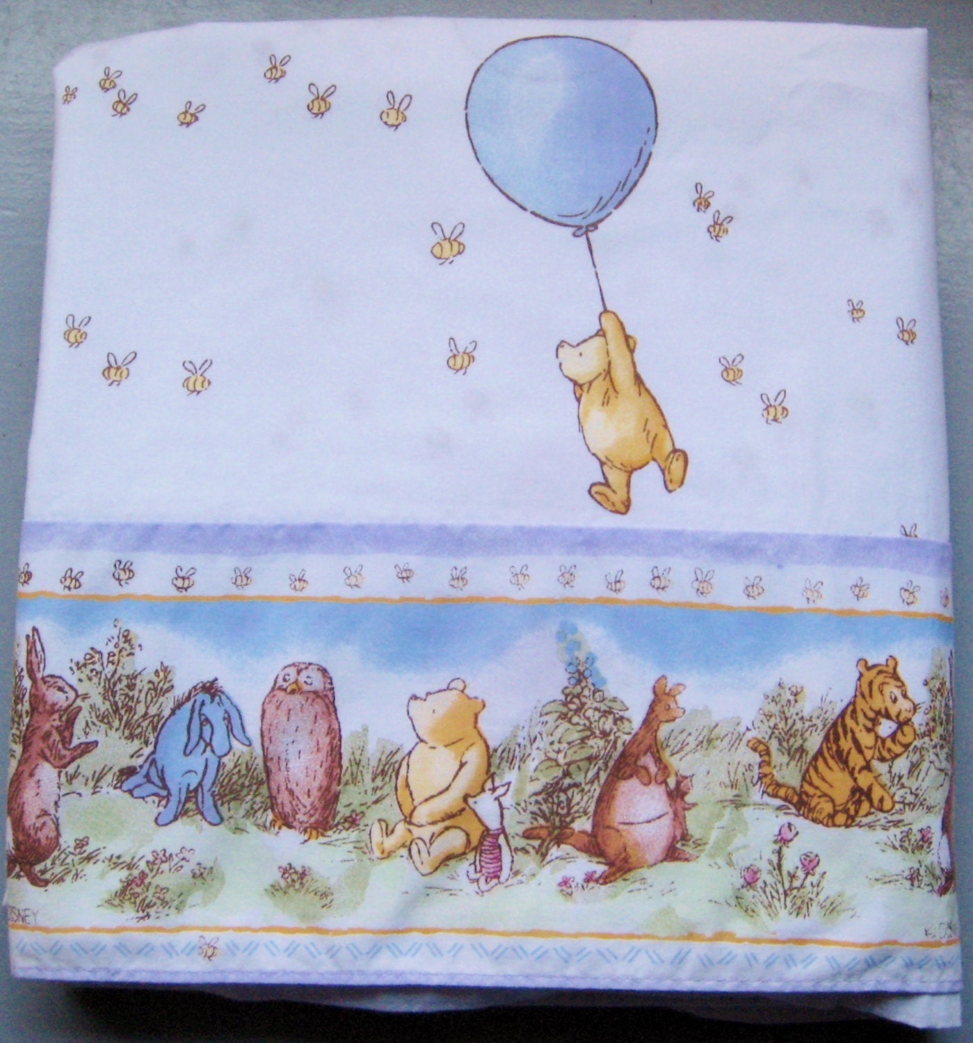 Classic Winnie the Pooh Disney FULL Size Flat Bed Sheet Kids