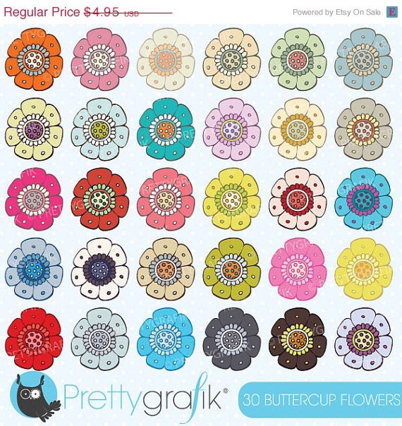 80% OFF SALE 30 flower clipart commercial use, vector graphics, digital clip art, digital images - CL503 Il_570xn