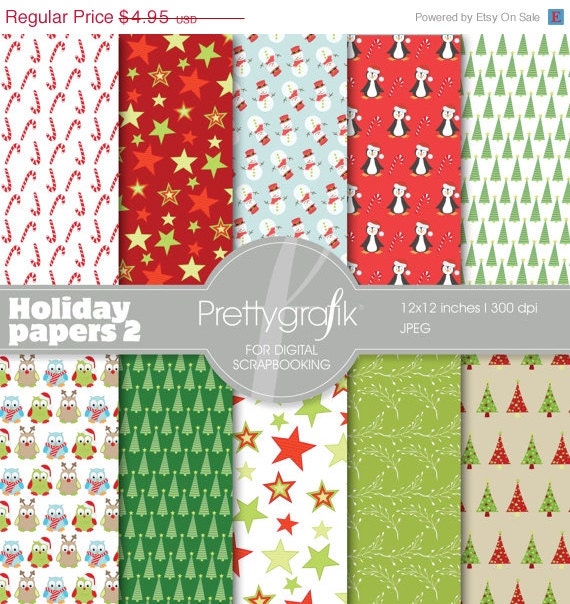 80% OFF SALE Christmas digital paper, commercial use, scrapbook papers, background - PS560 Il_570xn