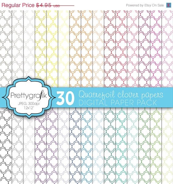 80% OFF SALE Quatrefoil clover digital paper, commercial use, scrapbook papers, background - PS571 Il_570xn