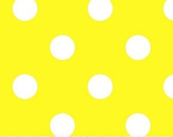 Yellow Polka Dot Fabric --- 100 Percent Cotton --- Fabric By The Yard