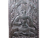 Indian Door Antique Hand Carved Buddha Wall Panel,Wall Decor Art, Meditation Room Interior