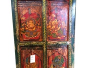 Hindu God Ganesha Painted Antique temple yoga Indian Window-Vintage Furniture