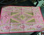 Indian Pink sari Tapestry Handmade Embroidered Patchwork Christmas Wall Hanging Throw