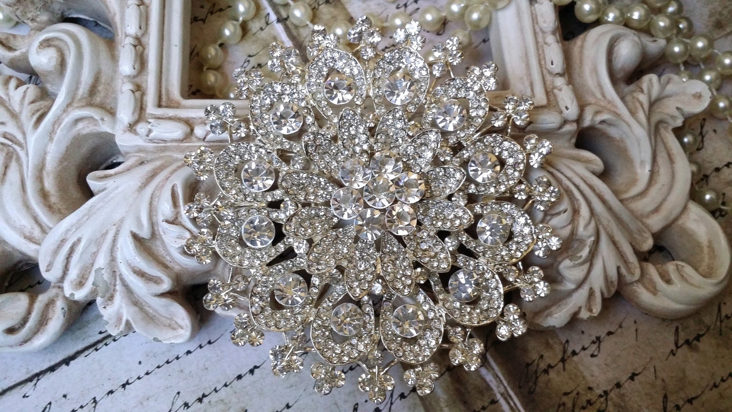 Extra Large Authentic Rhinestone Brooch Rhinestone Crystal