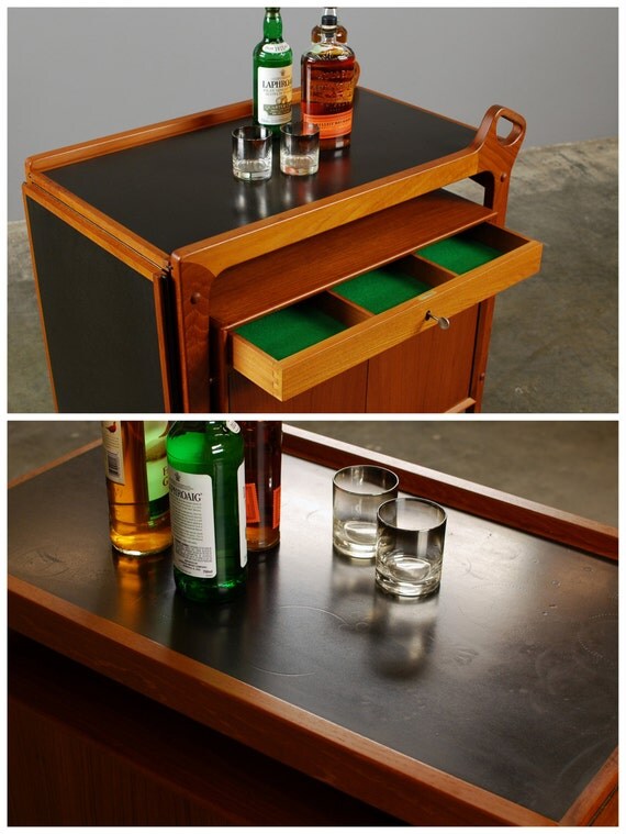 SALE Danish Modern Bar Cart Teak Tea Trolley Server