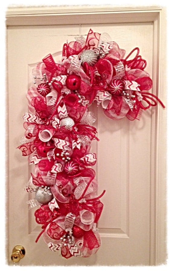 Candy Cane Deco Mesh Wreath/Candy Cane By CKDazzlingDesign On Etsy