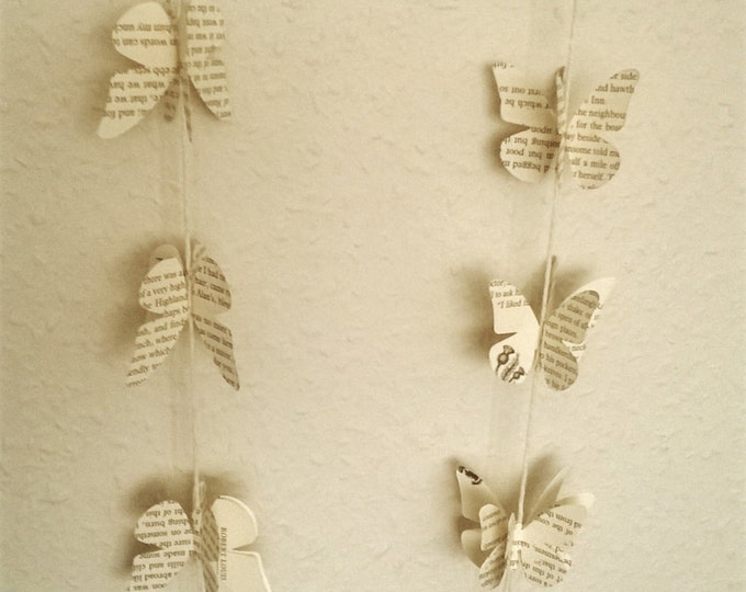 Book Page Butterfly Garland, Wedding Decor, Baby Shower, Party, Birthday Party,wedding centerpiece