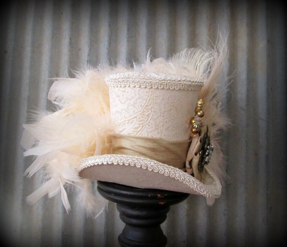 Steampunk Ivory Mini Top Hat Alice in Wonderland Mini Top