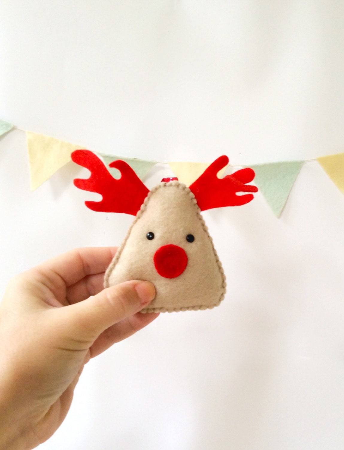 Rudolf ornament - felt christmas ornament - tree decoration - handmade ornament - Baby's first Christmas gift - unique Christmas gift