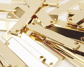 MARKDOWN, Bar pendant, Nickel free, A15-G1, 20 pcs, 2 holes, 36x7mm, 16K gold plated brass, Personalized stamping blank bar
