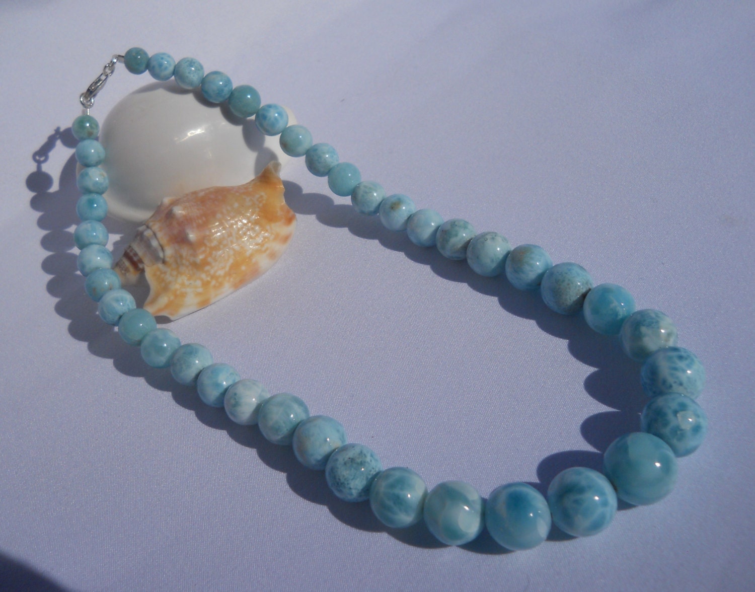 Larimar Round Beads Necklace Natural Stones by DaisyLarimar