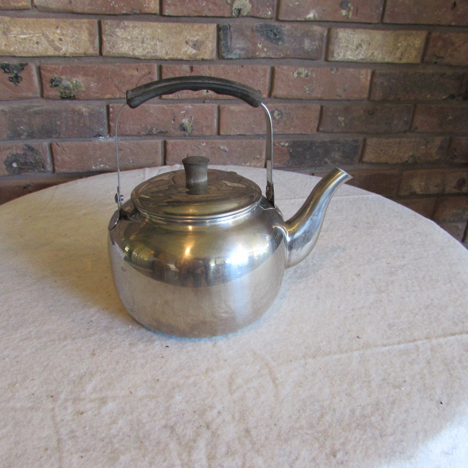 Vintage Aluminum Teapot Tea Kettle Farm House Decor.
