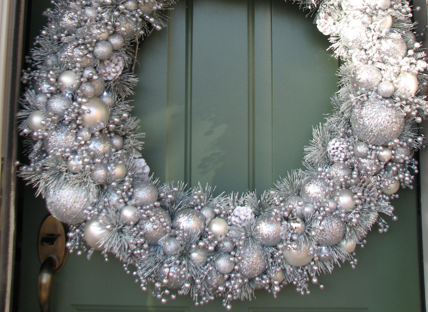 Silver Heirloom Christmas Wreath Seasonal by CelebrateAndDecorate