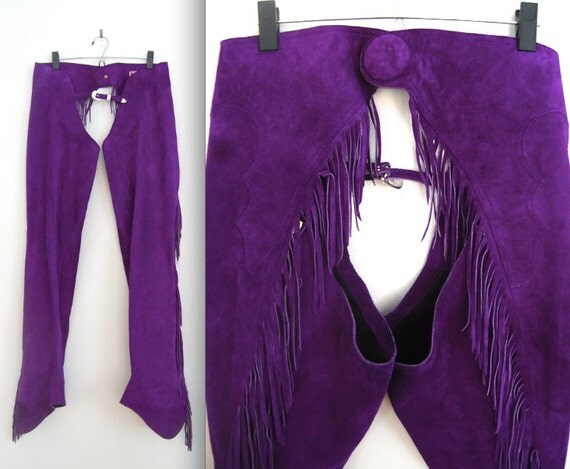 purple suede pants