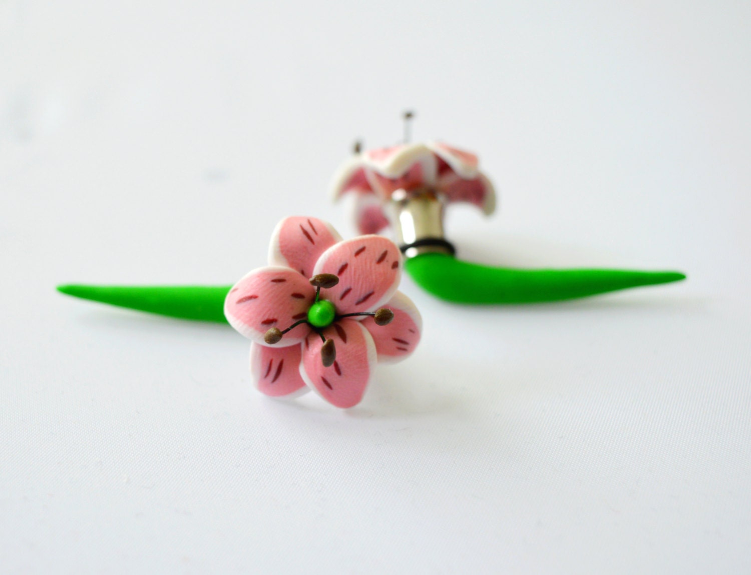 pink lily plug Gauges flower Plug floral tunnels ear plug