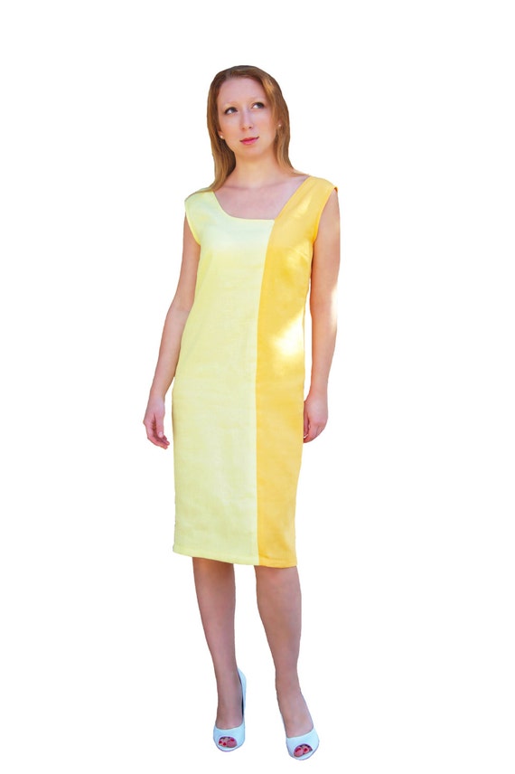 Elegant Linen Two Colors Dress by Helleny on Etsy