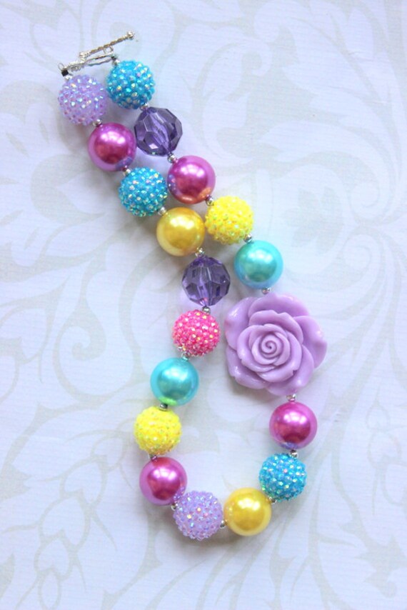 chunky necklace girls bubblegum necklace spring Easter purple