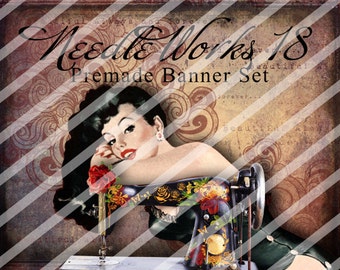 Banner Set - Shop banner set - Premade Banner Set - Graphic Banners - Facebook Cover - Avatars - Bisiness Card - "Needle Works 18"