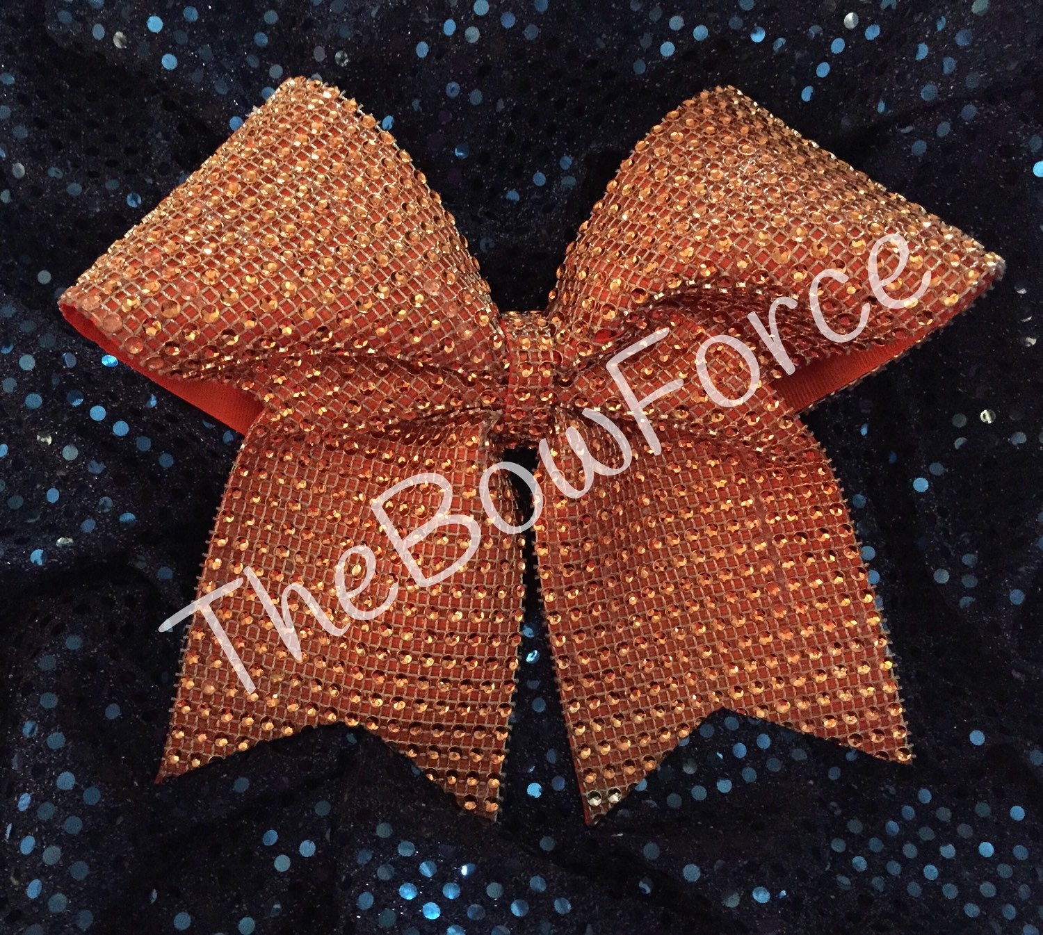 Luxury Glitzy Glam Orange Cheer Bow