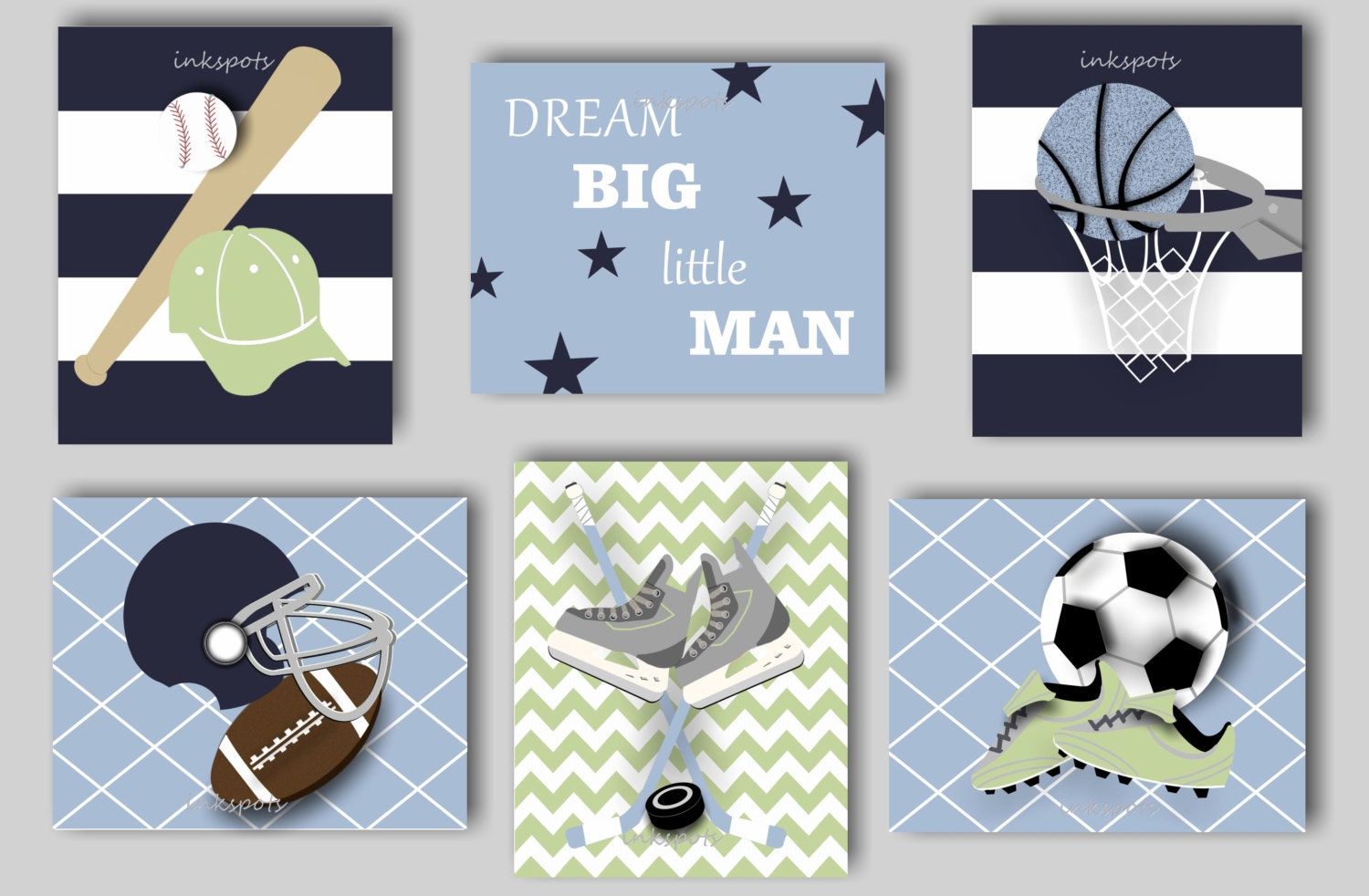 Baby Boy Nursery Art Sports Nursery Bedding by inkspotsgallery