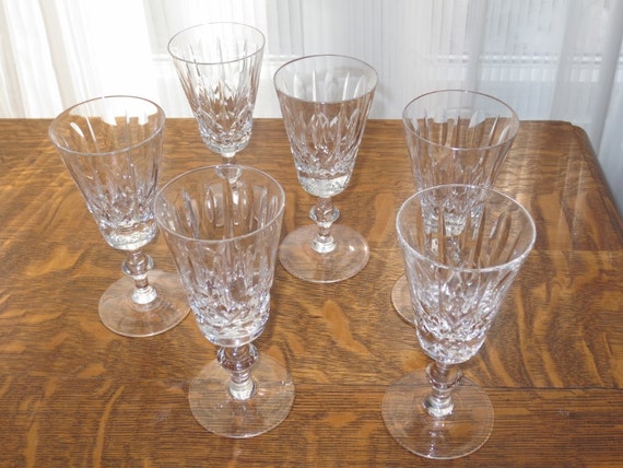Vintage Set of 6 Cross and Olive Crystal Sherry by tessiesdelight