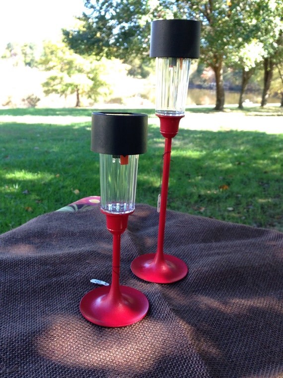 Bright red table top solar lights