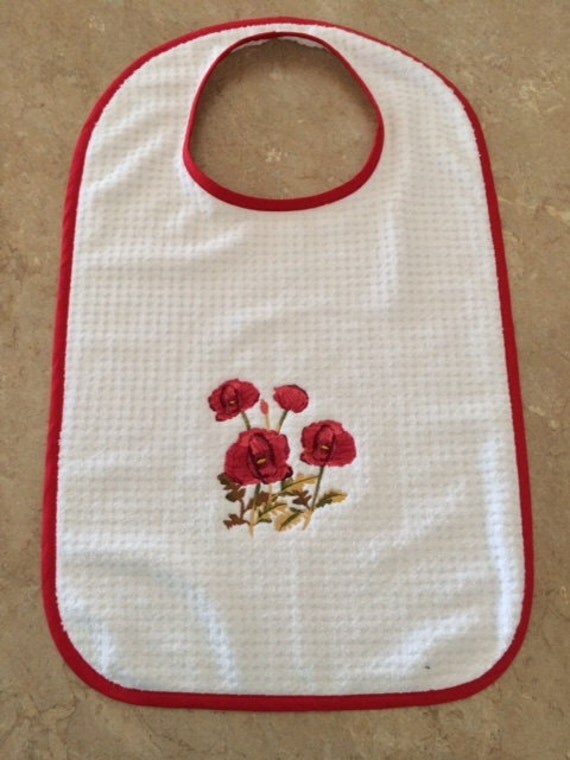 Large Adult Bibs Terry Cloth & Embroidered for the Elderly and