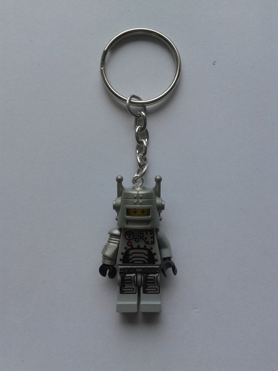 Robot minifigure keychain keyring made with by simplyproducts