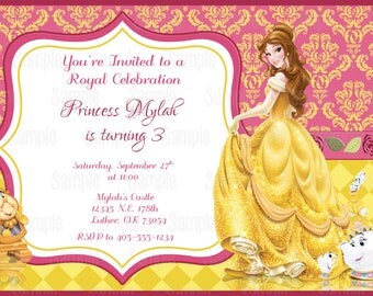 Items similar to Princess Belle Birthday Party Invitation Printable ...