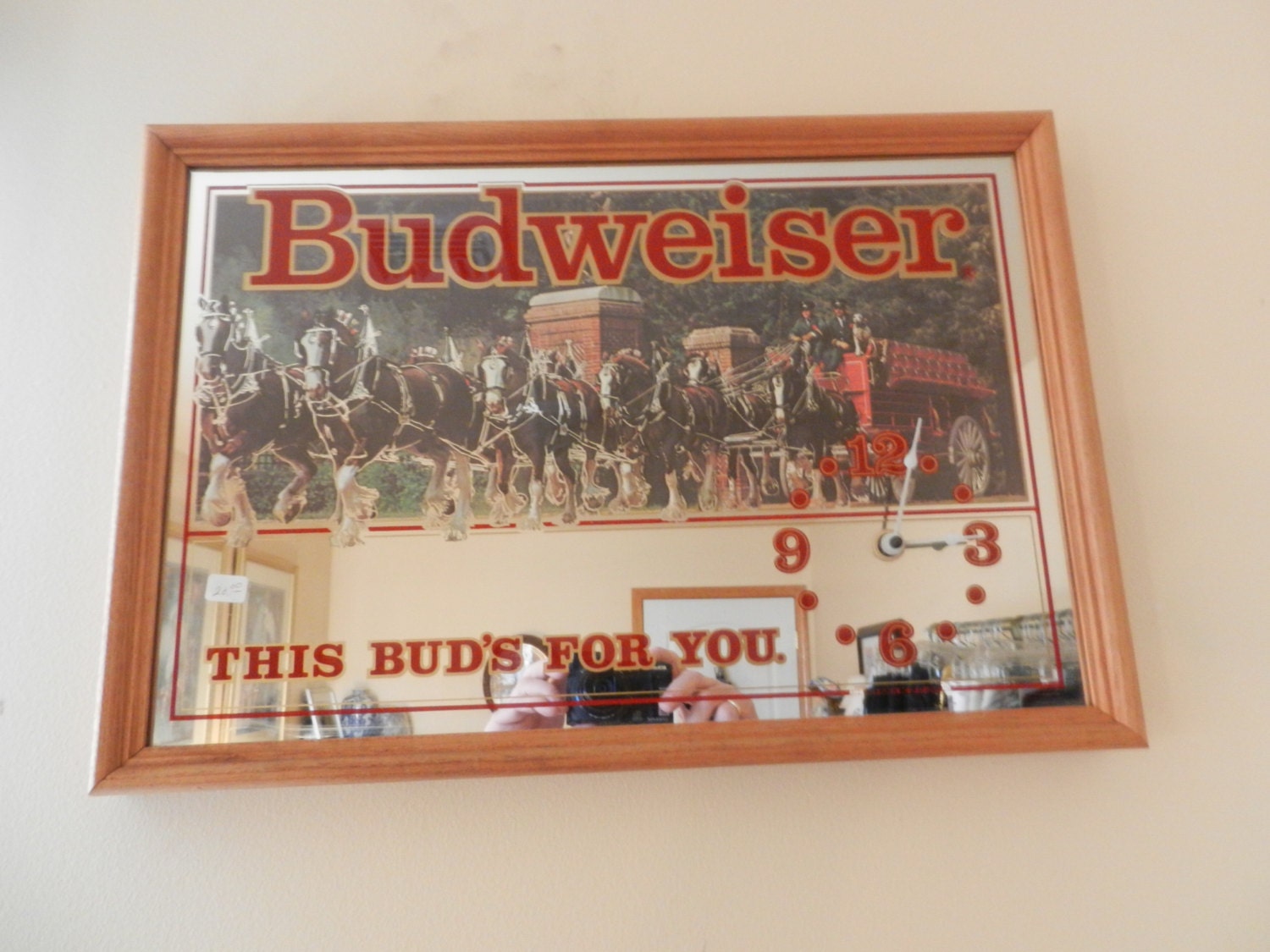 Budweiser Clock Framed Bud Mirror This by