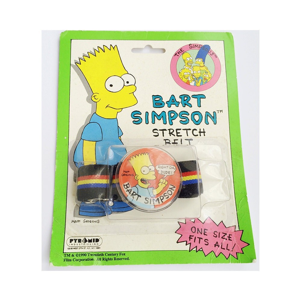 Vintage Bart Simpson Stretch Belt Deadstock By Foxcultvintage 