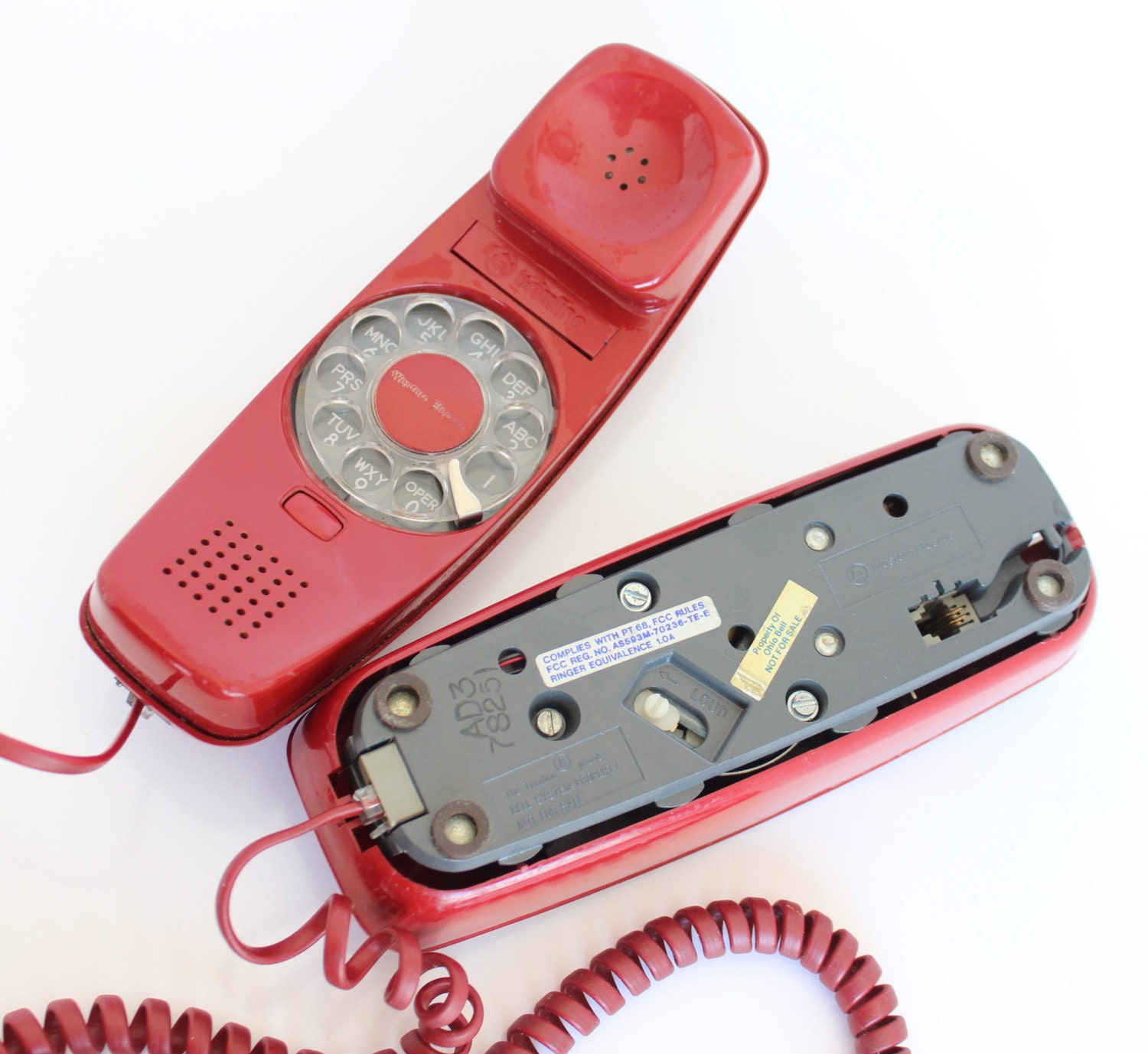 Red Telephone Western Electric Trimline Model Rotary Dial