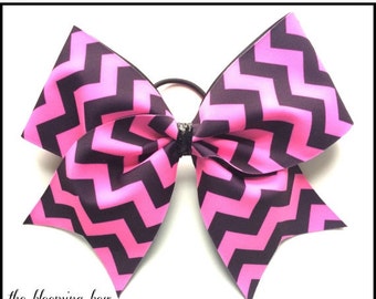 HOLIDAY SALE Chevron Cheer Bow - Hot Pink and Black