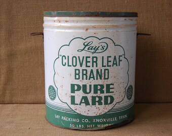 Vintage Kitchen Storage, Vintage Clover Leaf Lard Metal Container, Vintage Kitchen Decor