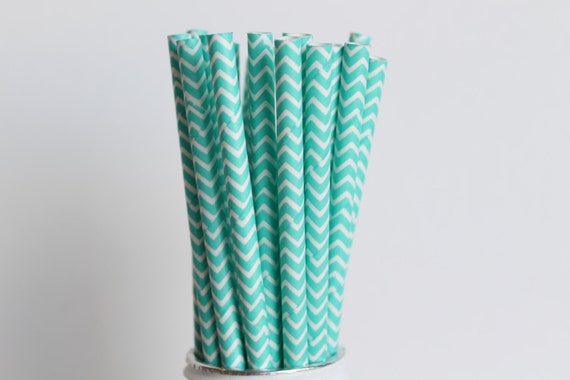 Aqua Blue Chevron Paper Straws-Blue Chevron Wedding Straws-Mason Jar Straw-Baby Shower Straws-Zigzag Paper Straws-Aqua Blue Party Straws Il_570xn