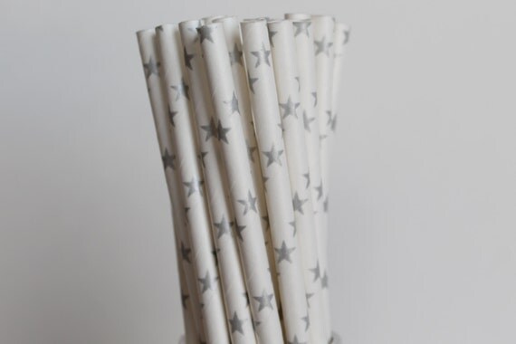 Silver Stars Paper Straws-Silver Straws-Star Straws-Party Straws-Shower Straws-Wedding Straws-Mason Jar Straws-Cake Pop Sticks-Paper Straws Il_570xn