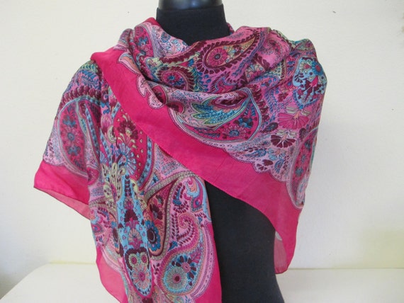 Vintage 1960 Silk Scarf Silk Scarf Bohemian Paisley Scarf