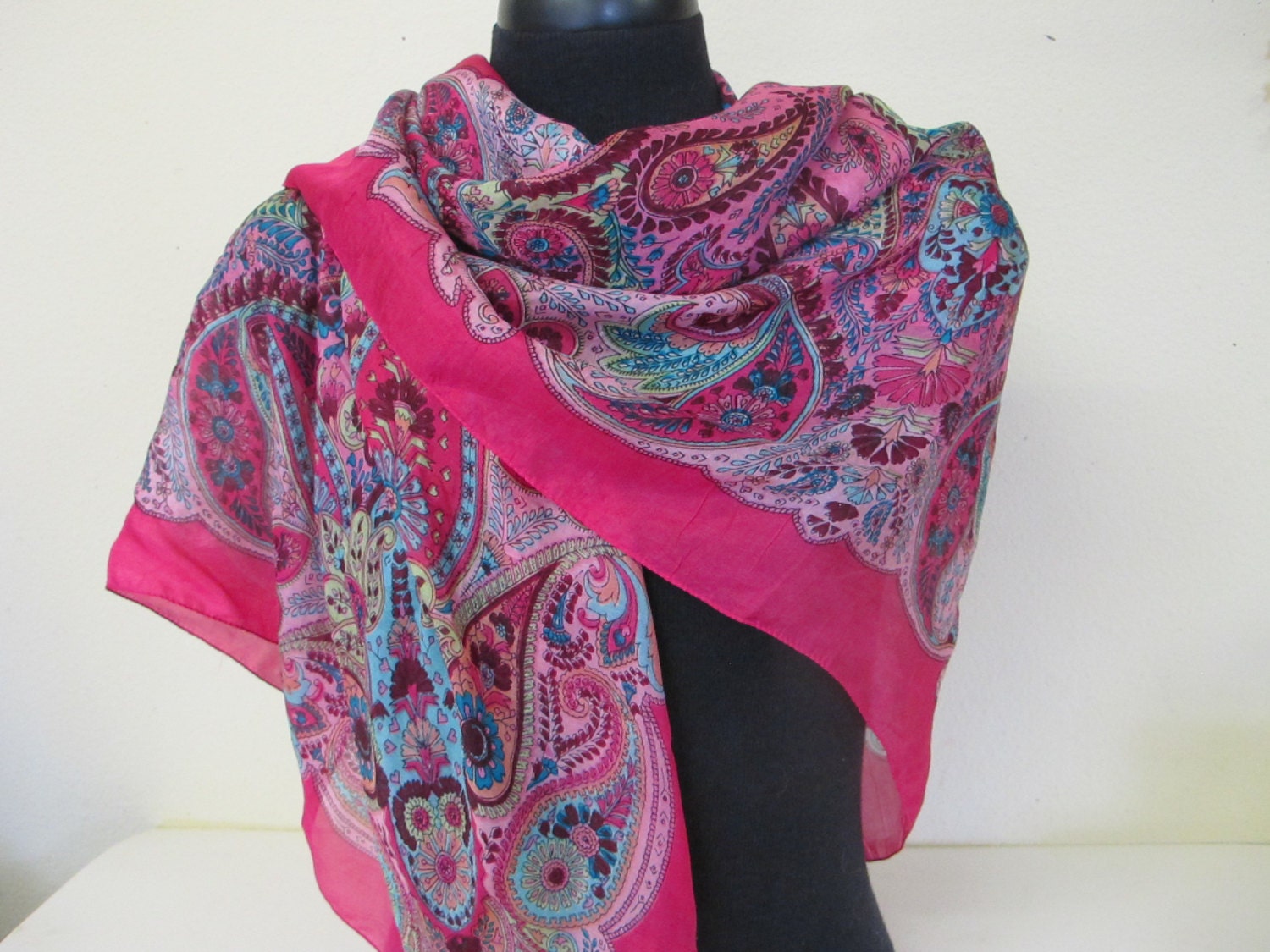 Vintage 1960 Silk Scarf Silk Scarf Bohemian Paisley Scarf