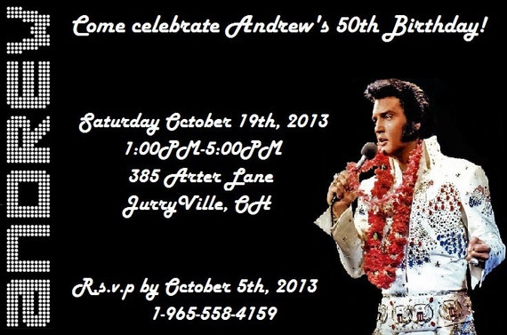 Elvis Personalized Birthday Invitation by DreamDezigns on Etsy