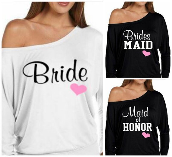 off the shoulder bridesmaid shirt