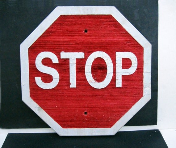 Large 22 Inch Wood Wooden 3D Raised STOP Sign w/ by LotusInTheWind