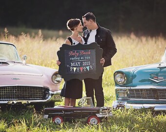 pregnancy announcement chalkboard poster sign by baby girl arrival announcement