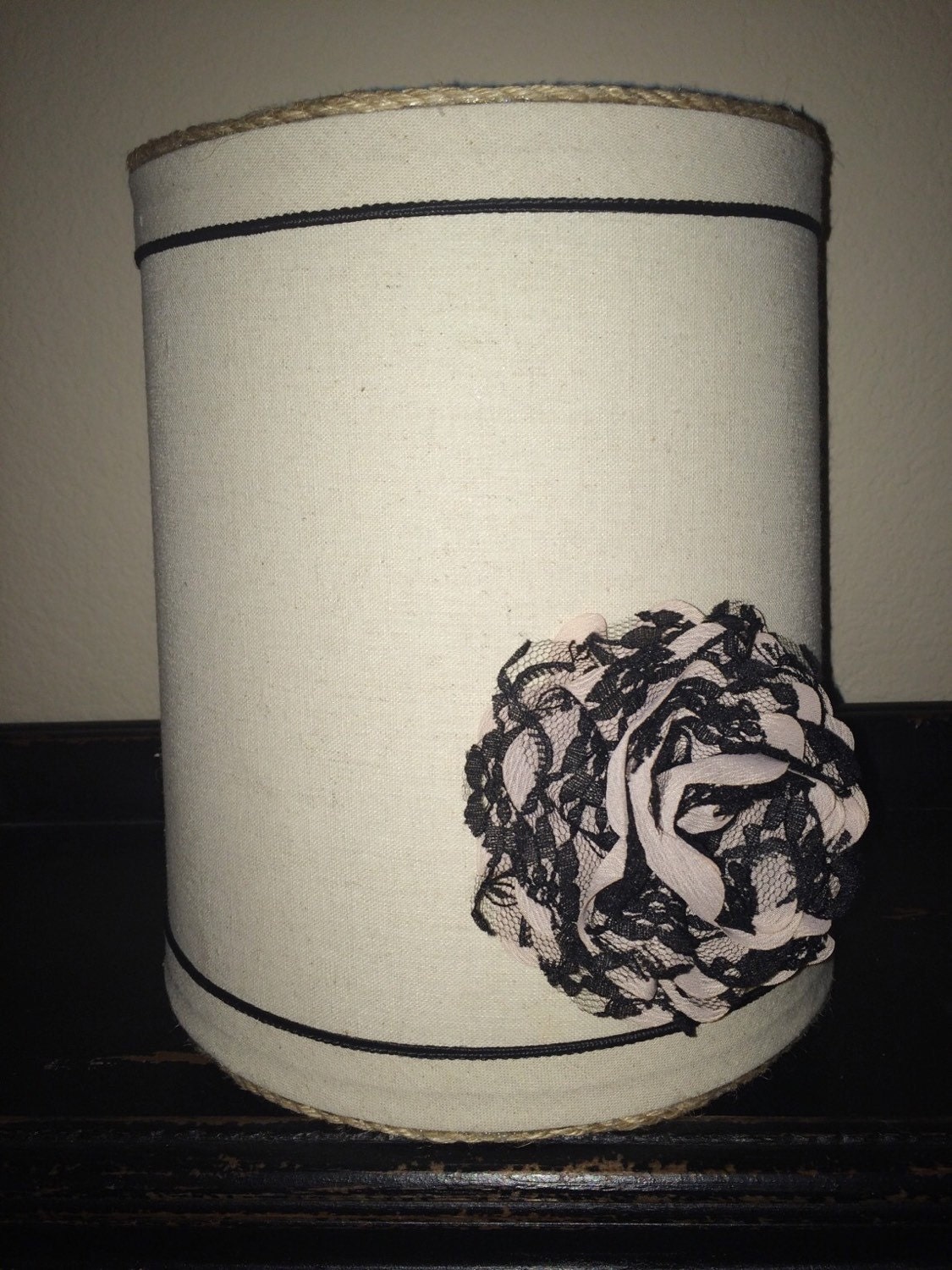 SALE Ahava Lamp Shade Embellishment Black & Rose