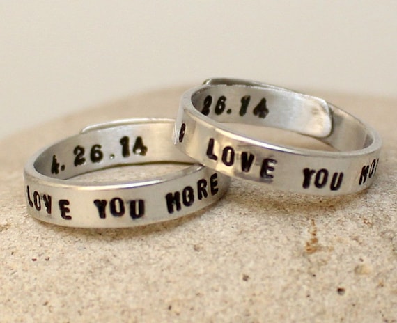 I Love You More Rings Set of Two Personalized Rings Couple