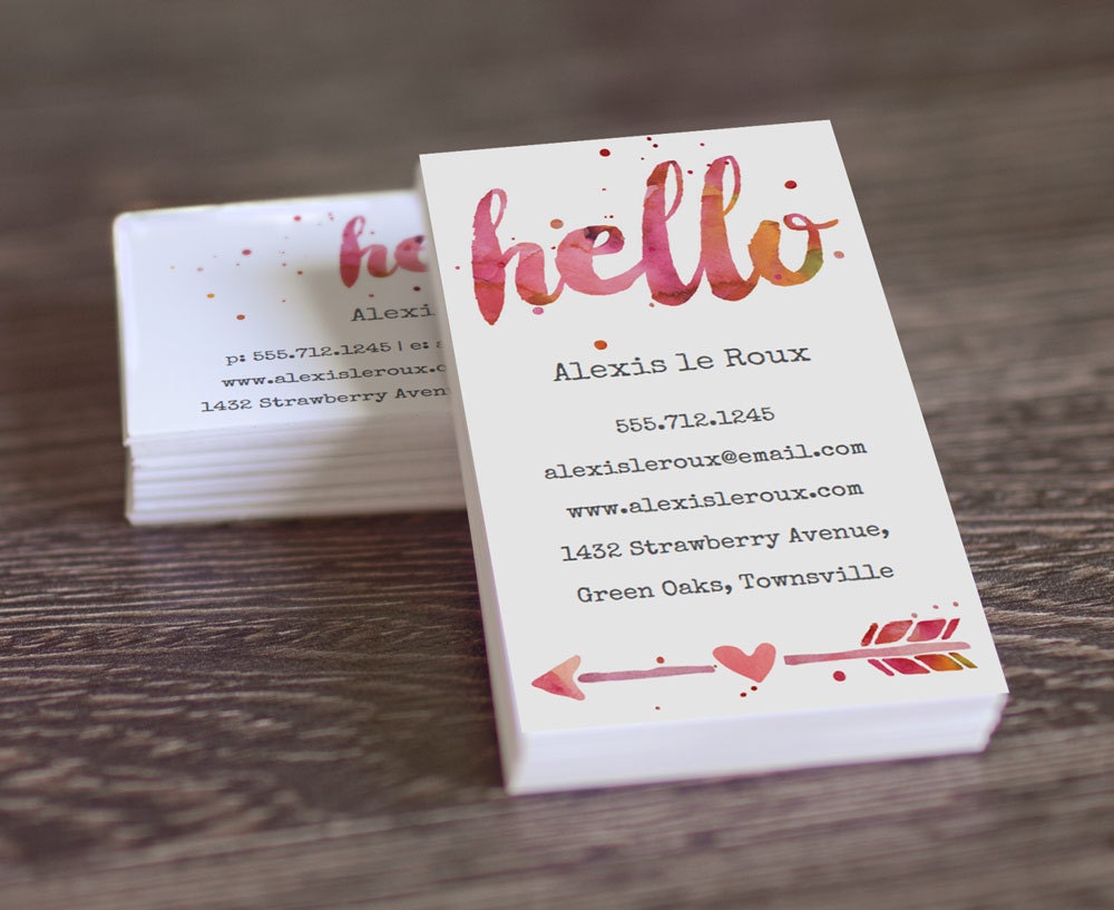 DIY Printable Business Card Template Hello By